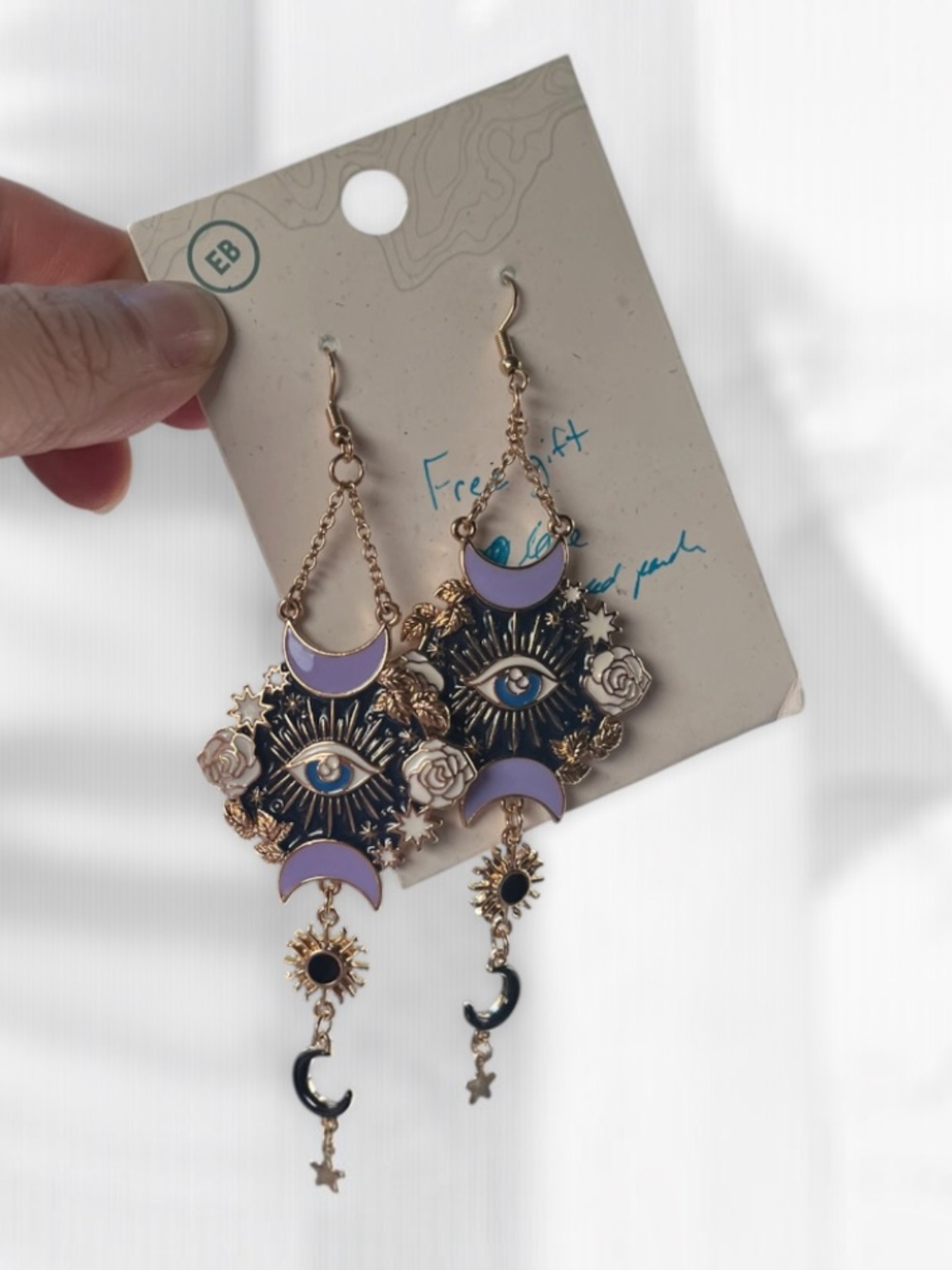 EARTHBOUND TRADING Goddess Mystic Eye Drop Dangle Statement Earrings Gold